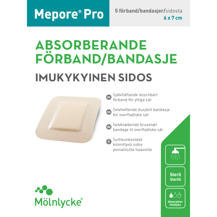 Mepore Pro 6x7cm haavasidos suihkun kestävä 5 kpl bild 3