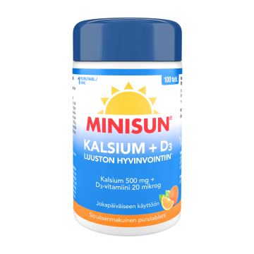 Minisun Luusto Kalsium 500 mg + D-vit. 20 mikrog 100 tabl