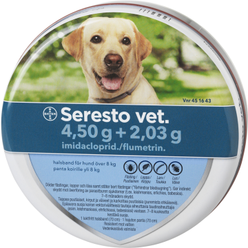 SERESTO VET KOIRILLE YLI 8 KG 4,5+2,03 g panta 1 kpl