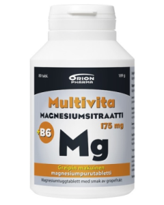 Multivita Magnesiumsitraatti +B6 greippi 175mg/2mg 80 purutabl