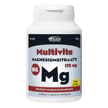 Multivita Magnesiumsitraatti + B6 175 mg nieltävä tabletti 80 kpl