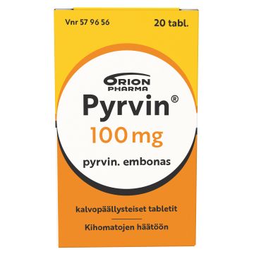 PYRVIN 100 mg tabl, kalvopääll 20 kpl