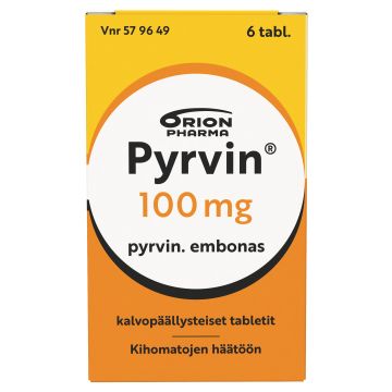 PYRVIN 100 mg tabl, kalvopääll 6 kpl