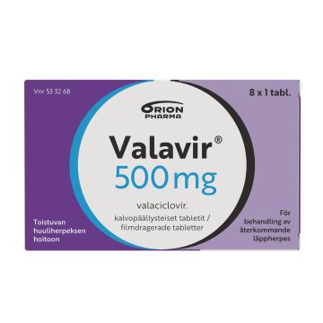 VALAVIR 500 mg tabl, kalvopääll 8 fol