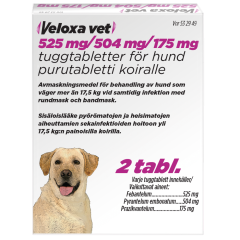 VELOXA VET 525/504/175 mg purutabl 2 fol