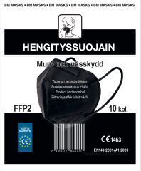 BM Masks FFP2 hengityssuojain musta 10 kpl