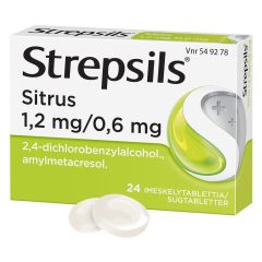 STREPSILS SITRUS 1,2/0,6 mg imeskelytabl 24 fol