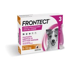 FRONTECT 67,6/504,8 mg vet paikallisvaleluliuos (koirille 5-10 kg)3x1 ml